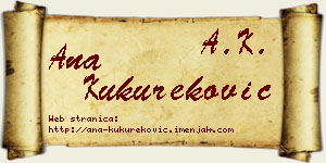 Ana Kukureković vizit kartica